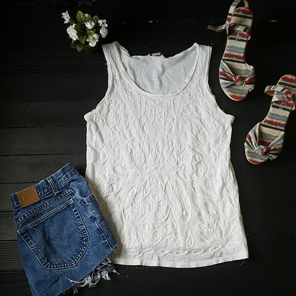 Lucky Brand Tops - Lucky Brand 100% Cotton White Tank Blouse